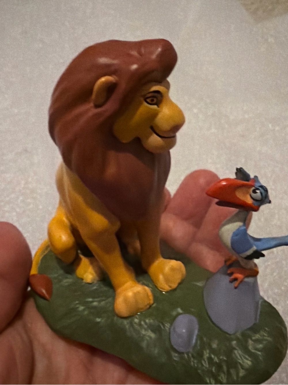 Disney Lion and Colorful Bird Figurine - Yellow, Brown, Blue, Orange
